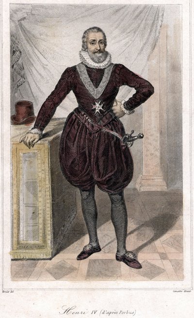 Henri IV:n (1553 - 1610) jalkamuotokuva miekalla. tekijältä French School