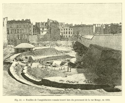 Roomalaisen lampiteatterin kaivaukset, jotka löydettiin rue Mongen kaivauksissa vuonna 1869 tekijältä French School