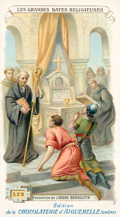 Benediktiinikunnan perustaminen, 529 (chromolitho) tekijältä French School