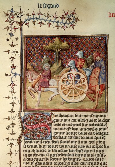 Fr.119 fol.312v Lancelot, kärryjen ritari, 1344 tekijältä French School
