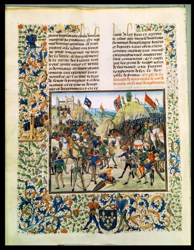 Fr 2643 f.165v Crecyn taistelu satavuotisesta sodasta, Froissarts Chroniclesta, 24. elokuuta 1346 tekijältä French School