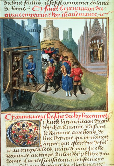Fr 6465 f.165v Hugues Capet, Ranskan herttua ja piispa Asselin tekijältä French School