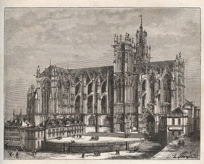 Ranska, Lorraine, Moselle (57), Metz: Saint Etienne de Metzin katedraali - kaiverrus "La France illustrée: maantiede, historia, tilastohallinto" V.-A. Maltaanruskea. 1884 tekijältä French School