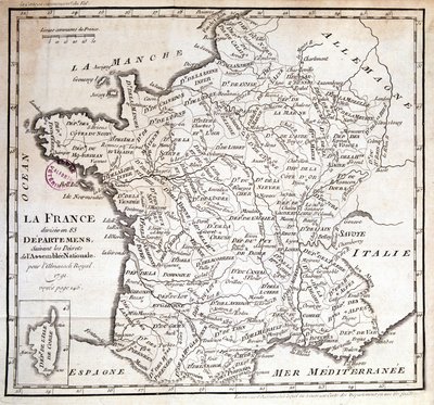 Ranska jakautui 83 departementtiin vuoden 1791 kansalliskokouksen säädösten mukaisesti tekijältä French School