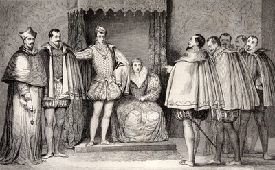 Francois II (1544-60) kertoo kansanedustajille, että Guisen herttua ja kardinaali hallitsevat osavaltiota Colartin teoksesta "Histoire de France", julkaistu n. 1840. tekijältä French School