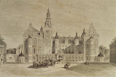 Frederiksborgin linna, Hillerod, Tanska, 1850-luku, `Le Tour du Mondesta, julkaistu Pariisissa, 1860-luku tekijältä French School