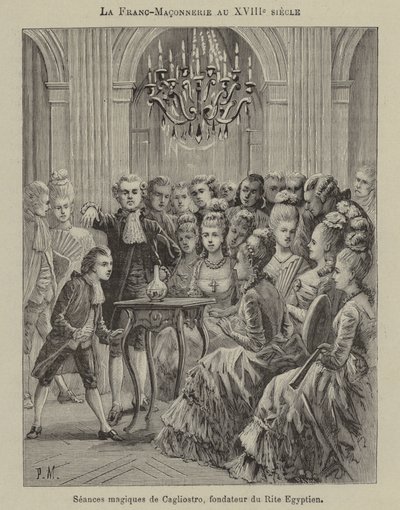 Vapaamuurarius 1700-luvulla: taikaseanssi, jota johti egyptiläisen riitin perustaja Aleesandro Cagliostro (kaiverrus) tekijältä French School