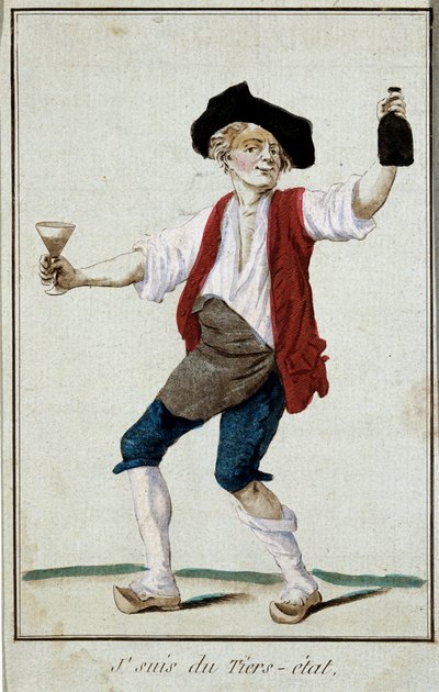 Ranskan vallankumous: "Olen kolmannesta valtiosta" Satiirinen kaiverrus 1700-luvulta. Pariisi, Kansallisarkisto tekijältä French School