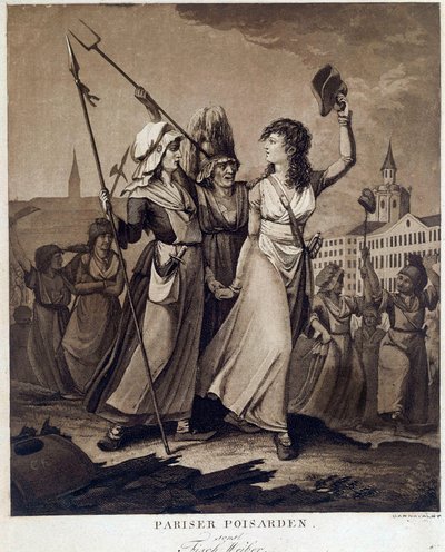 Ranskan vallankumous: "" Parisian poissardes"" Print noin 1789 Pariisi, Musee Carnavalet tekijältä French School