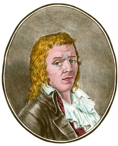 Ranskan vallankumous: "" François Babeuf dit Gracchuksen (1760-1797) vallankumouksellisen muotokuva"" Kaiverrus 1700-luvun yksityiskokoelmasta tekijältä French School