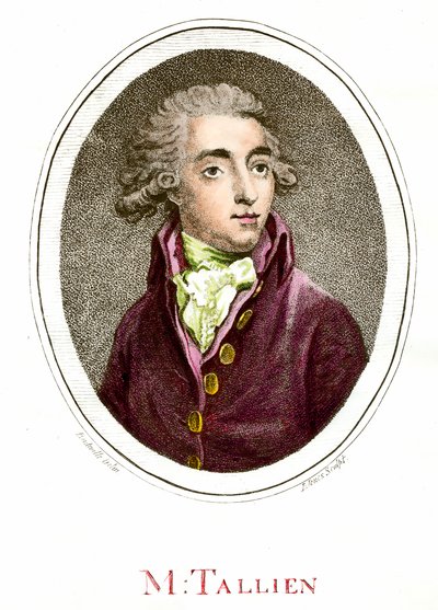 Ranskan vallankumous: Jean Lambert (Jean-Lambert) Tallianin (1767-1820) muotokuva Ranskan vallankumouksellisesta. Kaiverrus 1700-luvulta. Yksityinen kokoelma tekijältä French School