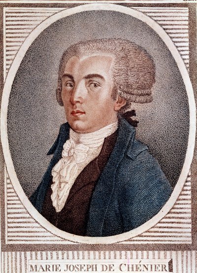 Ranskan vallankumous: diplomaatti, runoilija ja historioitsija Marie Joseph Chenierin (1764-1811) muotokuva, 1800-luvun "Chant du depart" -kaiverruksen tekijä. tekijältä French School