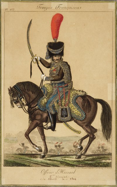 Ranskan joukot: Husaarien upseeri, 1806-1814, julkaisija Martinet Libraire, Paris tekijältä French School