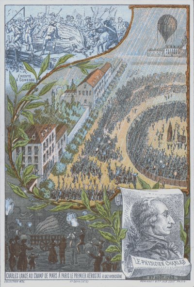 Ranskalainen ilmapalloilija Jacques Charles laukaisi ensimmäisen vetypallon Champ de Marsista Pariisista 27. elokuuta tekijältä French School