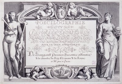 Ranskalainen kalligrafia: Poecilography, etukappale, Baptiste de Beaugrand vuonna 1606. tekijältä French School