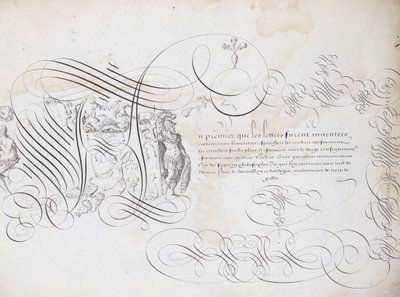 Ranskalainen kalligrafia: Robert Vignonin kirjoituspuutarha noin 1600. Pariisin kaupungin historiallinen kirjasto. tekijältä French School