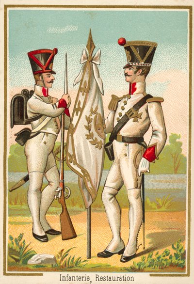 Ranskan restauraation jalkaväki (chromolitho) tekijältä French School