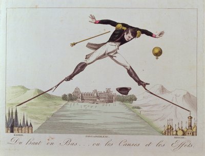 Korkeasta matalaan... tai syyt ja seuraukset, karikatyyri Napoleonin ulkopolitiikasta, n. 1814 tekijältä French School