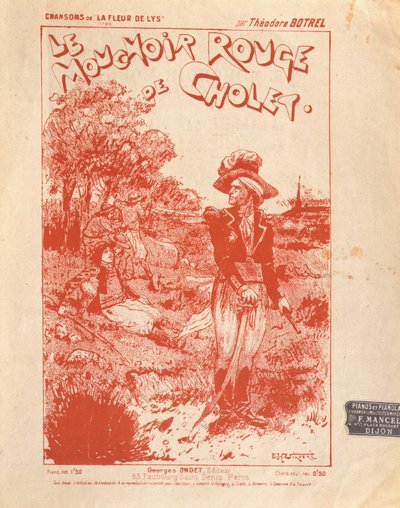 Etukansi Theodore Botrelin kirjoittaman ja säveltäneen Le Mouchoir Rouge de Cholet -kappaleen nuotiolle tekijältä French School