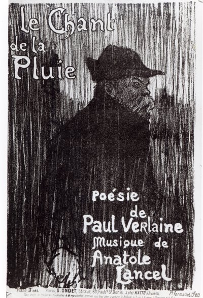 Le Chant de la pluie -partituurin etukansi Paul Verlainen runosta, 1844 tekijältä French School