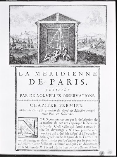 Cesar-Francois Cassini de Thuryn La Meridienne de Parisin ensimmäisen luvun etusivu, 1744 tekijältä French School
