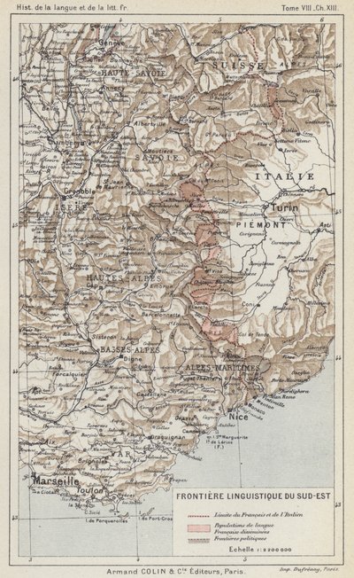 Kaakkoiskielinen raja (väri litho) tekijältä French School