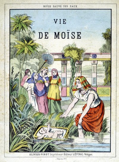 Kirjan "" Mooseksen elämä" - etuosa, toim. Olivier Pinot, Epinal, 1800-luvun loppu tekijältä French School