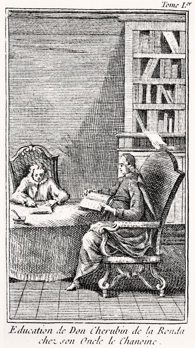 Etukappale teokseen "The Bachelier Of Salamanca", n. 1759 (kaiverrus) tekijältä French School