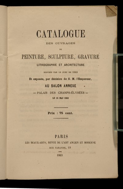 Etukappale Salon des Refusesin luetteloon, 1863 tekijältä French School