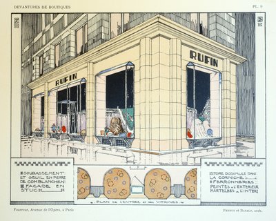 Furrier, levy 9, kuvitus Devantures de Boutiquesista, Louis-Pierre Sezille, Pariisi, 1927 tekijältä French School