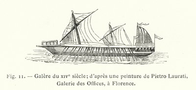 1300-luvun keittiö; Pietro Lauratin maalauksen jälkeen, Uffizi Gallery, Firenze (kaiverrus) tekijältä French School