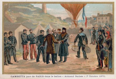 Gambetta lähtee Pariisista kuumailmapallossa Armand-Barbes tekijältä French School