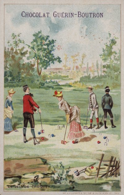 Krokettipeli (chromolitho) tekijältä French School