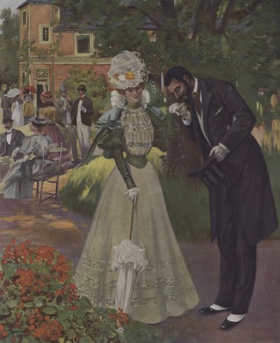 Puutarhajuhlat. Kuvitus Le Figaro Illustren kannesta, huhtikuu 1897 (värilitho) tekijältä French School