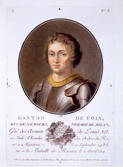 Gaston de Foix, Duc de Nemours, teoksesta Muotokuvat suurista miehistä, maineikkaista naisista ja ikimuistoisista Ranskan kohteista, julkaistu 1787-92 tekijältä French School