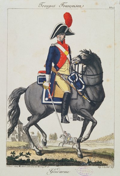 Santarmi hevosen selässä, 1807 (värikaiverrus) tekijältä French School