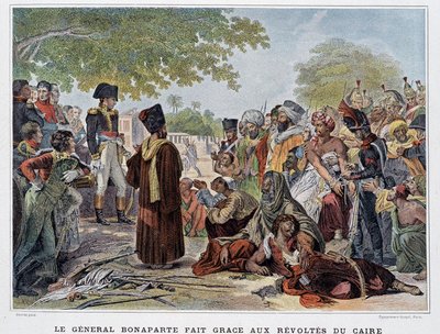 Kenraali Bonaparte teki kiitos Kairon kapinoista - "Victoires et Conquêtes des Armees Francaises", Pariisi, 1800-luvulla. tekijältä French School
