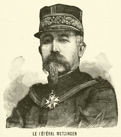 Kenraali Leon Frederic Hubert Metzinger, ranskalainen sotilas (kaiverrus) tekijältä French School
