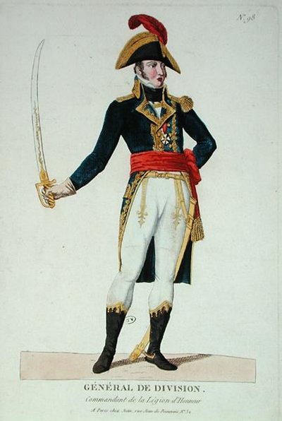 Divisioonan kenraali, Kunnialegioonan komentaja (värillinen kaiverrus). tekijältä French School