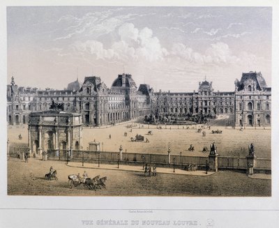 Yleiskuva uudesta Louvresta: Arc du Carrousel - Kaiverrus 1800-luvulta. tekijältä French School