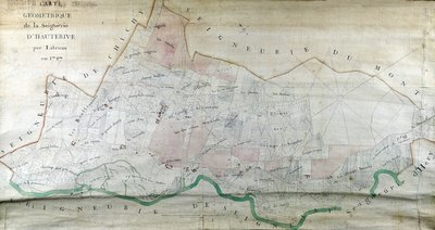 Labrunen Geometrinen kartta Hauteriven seigneurysta vuonna 1787. tekijältä French School
