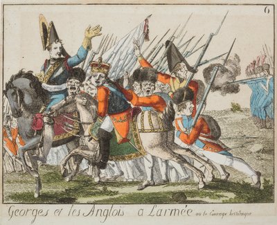George ja englantilaiset armeijassa, n. 1803-1804 (värillinen kaiverrus) tekijältä French School