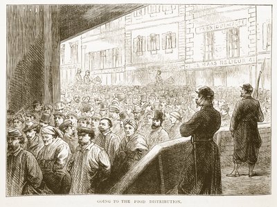 Ruoanjakelu, kuvitus Cassellsista Ranskan ja Saksan välisen sodan historia, 1870-1871 tekijältä French School