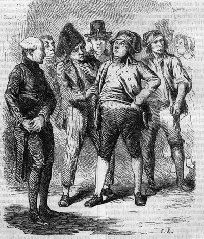 Goriot oli osastonsa puheenjohtaja vallankumouksen aikana. Kaiverrus 1800-luvun puolivälissä. Kuvitus Honore de Balzacin (1799-1850) "Isä Goriot" -sarjaan. tekijältä French School