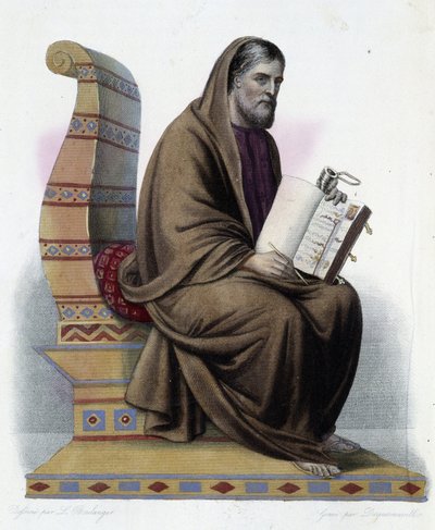 Gregoire de Tours (538-594) Toursin piispa ja kirkon historioitsija - kirjassa "" Le Plutarque francais", kirjoittanut Mennechet, Pariisi tekijältä French School