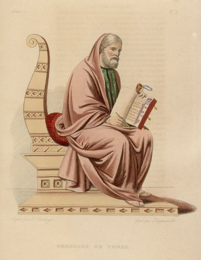 Gregoire de Tours (värillinen kaiverrus) tekijältä French School