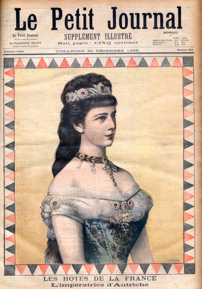 Ranskan vieraat: keisarinna Elisabeth (Sissi), itävaltalaisen Francis Joseph I:n puoliso "Le Petit Journalissa" 20. joulukuuta 1896 (kaiverrus) tekijältä French School