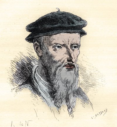 Guillaume Farel - William Farel - 1489-1565 - kaiverrus kirjasta "" Ranskan historia kerrottiin lapsenlapsilleni"" - kirjoittanut Francois Guizot - 1872-1876 tekijältä French School