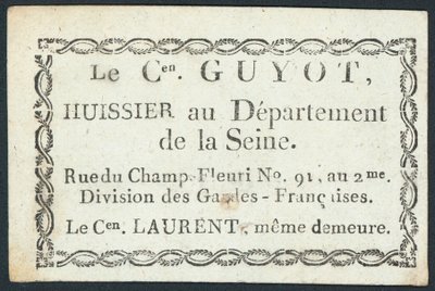 Guyot, ulosottomies, kauppakortti tekijältä French School