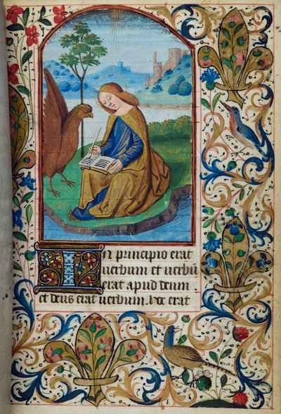 H/L-3-3 fol. 14r St John the Evankelista, kirjasta Tuntikirja, Pariisin käyttö, 1400-luvun puoliväli tekijältä French School